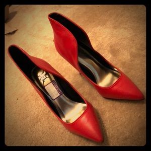 Red women high heel shoes